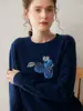 Suéter de Punto de Cachemira con Cuello Redondo, Jacquard de Arándanos, Holgado y Suave, Suéter Cálido para Capa Base, Nuevo Otoño e Invierno 2026