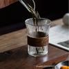 Taza de Café/Té con Oreja Colgante para el Hogar con Rayas Verticales y Diseño de Cintura de Órgano Taza de Leche para Desayuno Japonés con Tapa de Vidrio