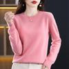 Suéter de pescoço redondo de outono e inverno suéter de lã quente cor sólida uso interno pullover quente camisa de fundo solto Suéter feminino