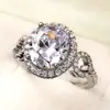 Anillo de dama con incrustación completa de circonita ovalada tipo diamante flash fabricantes una generación de F767