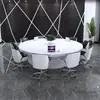Mesa de Conferência Redonda Grande com Pintura Eletrostática Branca Mesa de Negociação Empresarial em Forma de C Mesa de Conferência Curva Criativa Mesa de Comando de Operação em Forma de C