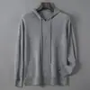 Bai Cai Rong Otoño Invierno Nuevo Sudadera con Capucha de Lana Pura para Hombre Sudadera Holgada con Capucha Tejido de Punto Casual Suave Pegajosa Versátil