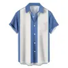 Camisa Casual de Manga Corta con Botones para Hombre con Estampado de Atardecer Tropical y Diseño Vibrante de Palmera y Océano