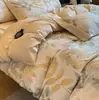 Juego de Cuatro Piezas de Algodón Peinado de Fibra Larga Espeso 100% de Gama Alta para Dormitorio Principal Funda Nórdica de Algodón Puro Ropa de Cama para Dote Mudanza Boda