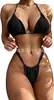 Bikini Triangular Push-Up de Dos Piezas de Color Sólido para Mujer Estilo Europeo y Americano Moda Sexy