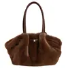 Bolsa tote de moda 2026, versátil para el trabajo, otoño/invierno, bolso de hombro para el día a día, para mujer, peludo, casual, gran capacidad, nuevo estilo