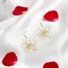 Pendientes Europeos y Americanos Exagerados con Calados Flor de Hierro Incrustada con Piedras Preciosas Personalizados Diseño Simple Estilo Genial Pendientes Metálicos