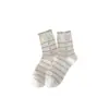 Calcetines de Media Pantorrilla para Mujer de Primavera y Verano, Lindos de Dibujos Animados, Absorbentes de Sudor, Transpirables, Versátiles, Bordados con Encaje, Calcetines Apilables, Calcetines de Algodón a Rayas