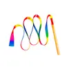 Fita de Seda Colorida com Bastão de Madeira para Ginástica Artística, Adereços Coloridos de Performance para Jardim de Infância Infantil para Dançar
