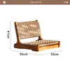 Cadeira de chá estilo japonês, assento de tatame trançado em rattan, cadeira de sala estilo japonês, cadeira sem pernas para bay window, cadeira baixa para varanda, cadeira com encosto, cadeira preguiçosa