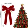Venda Quente Transfronteiriça Laço de Veludo com Duas Orelhas para Árvore de Natal Decoração de Festa de Festival de Natal Fita de Veludo