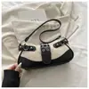 Bolso de Hombro Tipo Baguette Tejido con Parches Estilo Retro, Diseño de Nicho y Acabado de Alta Gama, Bolso Versátil para Mujer para el Trabajo
