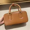 Bolso Bowling Original de Cuero Miu Bolso Boston Bolso de Mano Cruzado Bolso Almohada Plegado Bolso Cognac Ivy