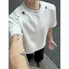 Camiseta de Manga Corta Desestructurada Estilo Americano Resistente para Hombre, Verano Cleanfit Retro Marca de Moda Top de Verano Manga Corta Holgada