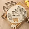 Bestseller transfronterizo juego de 9 piezas para hornear DIY impreso Halloween molde para galletas de gato de acero inoxidable y molde de anillo de mousse