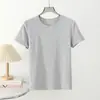 Camiseta Básica Fina Elástica de Color Sólido para Mujer, Cuello Redondo, Manga Corta, Alto Contenido de Rayón, Top Versátil Holgado Adelgazante
