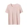 Camiseta básica de manga corta de seda 100% morera, estilo moda trendy ajustada para mujer, estilo deseo puro, cuello redondo, modelo nuevo Otoño/Invierno