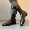 Conjunto botas de cuero súper ajustadas punta fina estilo francés británico moda sin límites buen aspecto moderno botas de tacón grueso para adultos botines
