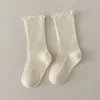 Calcetines para Niñas al por Mayor Otoño Calcetines para Niñas Calcetines Laterales con Orejas de Madera Encaje Simple Clásico Montones de Princesa Algodón