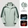 Ropa de Trabajo Grupal Desmontable Tres en Uno con Logotipo Estampado para Hombre, Chaqueta Gruesa Impermeable a Prueba de Viento con Forro Polar para Mujer