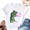 Nova camiseta feminina de manga curta 2023 com estampa de balão de animal roupas camiseta feminina de manga curta Gola redonda