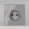 Fabricantes de comercio exterior Tipo 86 suministran panel de vidrio templado interruptor de mesita de noche creativo luz de reinicio enchufe francés europeo
