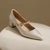 Sapatos de Salto Bloco Single Shoes Estilo Francês 2026 Novo Modelo Mary Jane Salto Bloco Salto Alto Sapatos Femininos com Tira Única