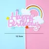 Enfeites Decorativos para Bolo de Aniversário Unicórnio Crianças Bebê Um Ano Dia Dia Cavalo de Troia Cavalo de Balanço Arco-Íris Plug-in