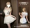Traje de Menina de Gato Noturno para Mulheres, Camisa Curta de Gola Azul Marinho de Verão, Top Sem Mangas Estilo Puro Desejo Sexy, Conjunto de Duas Peças Hot Girl