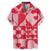 Camisa Casual Holgada de Manga Corta para Hombre con Estampado Digital 3D de Amor Hawaiano Nuevo Verano Europeo y Americano 2025