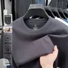 Camiseta Masculina de Manga Curta de Algodão Puro com Tripla Proteção, 80 Fios, High-End, Transfronteiriça, Gola Redonda, Roupa Masculina Casual, Estilo Verão
