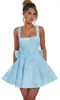 Comercio Exterior Europeo y Americano Tirantes Lentejuelas Vestido Corto Diseño de Lazo Fiesta de Cumpleaños Dulce Elegante Vestido de Lujo Ligero
