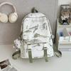Nova Mochila Escolar Fresca e Simples Estilo Chinês para Alunos do Ensino Fundamental II e Médio, Mochila Leve de Viagem, Modelo Transfronteiriço, Bolsa de Ombro Duplo Estilo Tinta para Campus para Mulheres