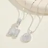 Venda Quente Transfronteiriça Açúcar Cristal Completo Diamante 26 Letras Inglesas Colar Cobre Banhado a Prata Flor Conjunto de Letras Atacado