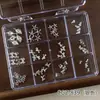 Nova Caixa de Liga Metálica com 12 Compartimentos Transfronteiriça Joias para Nail Art Estrela do Mar Concha Laço Estéreo Mini Acessórios de Unha Vestíveis