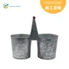 Lixeira Galvanizada de Balde Duplo, Balde de Ferramentas de Metal Vintage com Cabo de Madeira, Lixeira de Separação, Lixeira de Folha de Flandres para Talheres