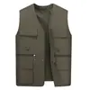 Novo Colete Masculino para Primavera e Outono, Multi-Bolsos, Estilo Fino, Forrado com Fleece, Colete Casual para Uso Externo para Homens