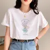 Camiseta de Manga Corta de Algodón Puro para Mujer Estilo Coreano Impresa Holgada Top para Estudiante Capa Base Ins Tendencia al por Mayor Transfronterizo