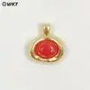 Wt-P2030 Retro Británico Colorido Colgante Pequeño Piedra Ojo de Tigre Piedra Amatista Chapado en Oro de 18K Joyería Accesorios Hechos a Mano