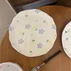 Prato de Cerâmica Assimétrico Amassado à Mão Estilo Ins Coreano Prato de Sobremesa Pintado à Mão Prato de Alto Valor