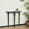 Mesa Consola de Madera Maciza Estilo Francés, Mesa de Exhibición Semicircular Simple para Sala de Estar y Entrada, Estante Estrecho Montado en la Pared, Minimalista Negro Estilo Europeo