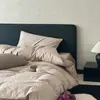 Conjunto de Quatro Peças de Algodão de Fibra Longa Classe A com 100 Contagens Lençol de Cama 100% Algodão Capa de Edredom Conjunto de Roupa de Cama Grau Materno e Infantil Classe A