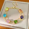 Pulsera Ovalada de Zirconia Chapada en Oro Real de 18 Quilates, Pulsera de Lujo Ligero de Nicho, Joyería de Mano Personalizada Exquisita Estilo Palacio al por Mayor