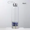 Venda direta da fábrica cascalho de cristal natural copo de energia de borossilicato alto copo em camadas de cristal de aço inoxidável com corda de elevação copo de saúde