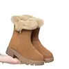 Novas Botas de Neve Casuais da Moda Outono/Inverno 2026 para Mulheres, Sapatos de Algodão Versáteis Integrados de Couro e Pelo para Comércio Transfronteiriço