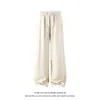 Pantalones Casuales Rectos de Lino Sintético para Hombre Verano 2026, Dobladillo Curvo, Estilo Perezoso Suelto, Estilo Old Money, Pantalones de Pierna Ancha con Efecto de Caída