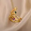Europa y Estados Unidos transfronterizo exquisito anillo de flor con incrustaciones de circón verde para mujer 2025 nuevo anillo retro de alta calidad al por mayor