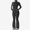 Conjunto de Roupa de Yoga Nude com Zíper Transfronteiriço Gola Alta Justo Cintura Alta Roupa de Fitness Feminina Conjunto de Yoga Esportivo de Duas Peças