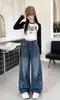 Elegantes Jeans de Pierna Ancha Bordados con Estrella de Cinco Puntas para Niñas, Nuevo Otoño 2026 Moda Suelta de Calle Pantalones Rectos Modernos