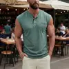 2026 Europeu e Americano transfronteiriço comércio exterior verão masculino novo casual com botões bolso manga curta sem mangas gola redonda colete
